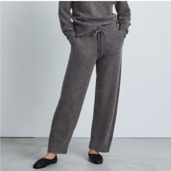 Everlane The Cozy Stretch Wide Leg Wool Blend Sweatpants Dark Gray - Picture 1 of 11